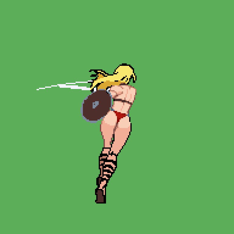 回転斬り途中…。またお尻ばっかり描いてる！と、言われそうですが、実際そうですね。