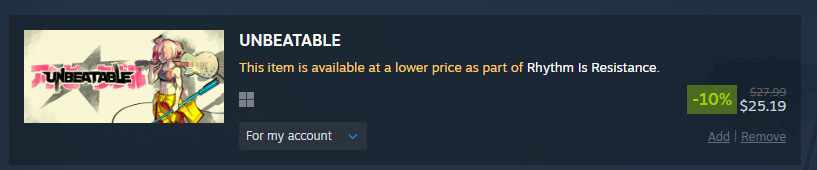Snazzah's tweet photo. didnt know steam will actually tell you you can get games at a lower price https://t.co/RQC4gCaB7u