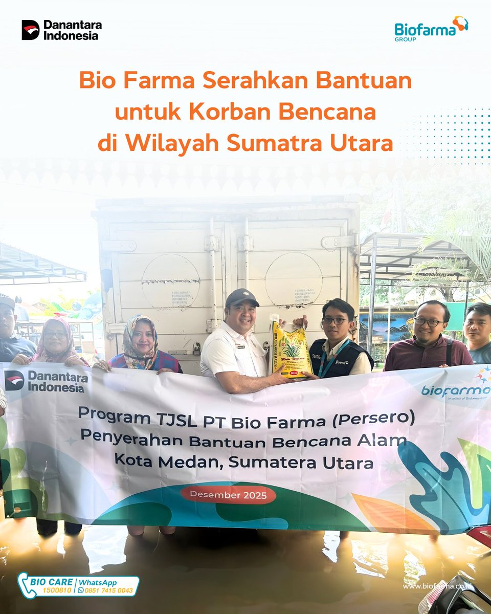 biofarmaID's tweet photo. Bantuan ini diharapkan dapat membantu memenuhi kebutuhan dasar dan mendukung pemulihan para warga terdampak bencana.

#BioFarma #TJSLBioFarma #BencanaSumatera https://t.co/Mwki9vbwbq