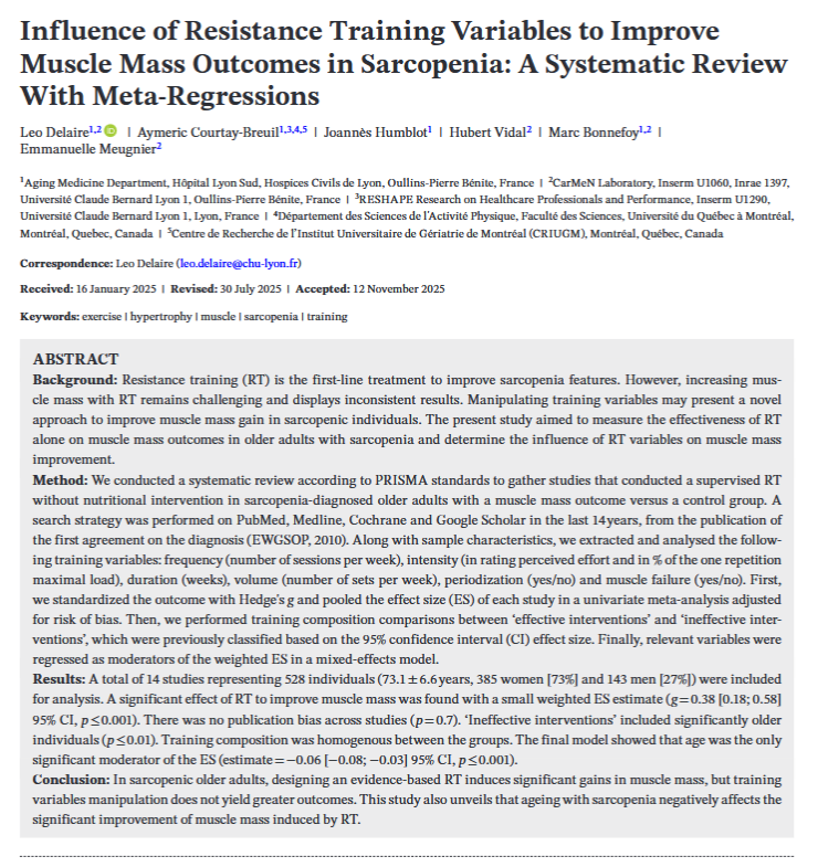 Influence of Resistance Training Variables to Improve Muscle Mass Outcomes in Sarcopenia: A Systematic Review With Meta-Regressions

onlinelibrary.wiley.com/doi/10.1002/jc…