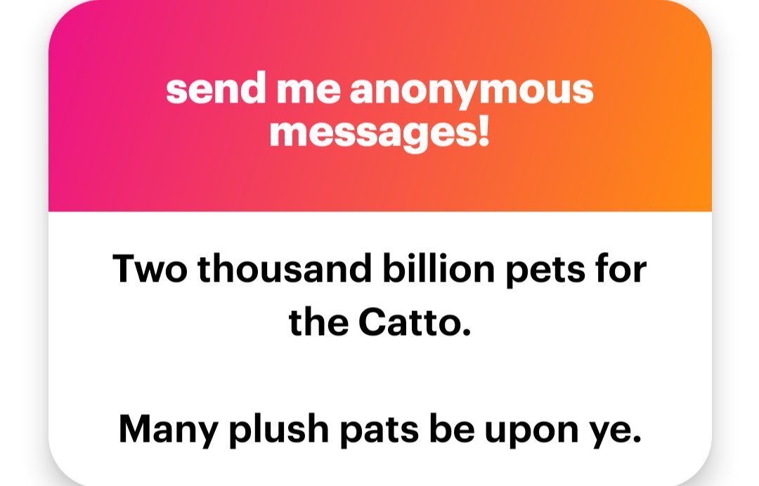 YESSSSSSSSSSS!!!

Plushies are the best.~

ngl.link/cattoimp