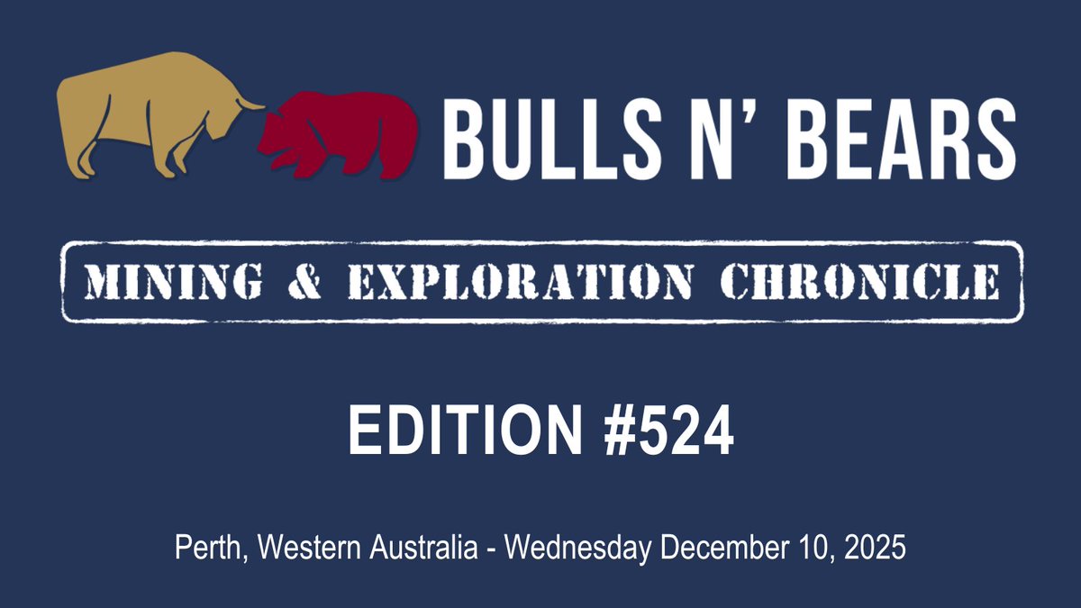 BullsNBearsWA's tweet photo. Bulls N' Bears Mining &amp; Exploration Chronicle 524 has been unearthed!

Read it here: https://t.co/6q6JjxoQMd

Subscribe to get it emailed directly to your inbox. https://t.co/238vUV9q8A 

#MiningNews #ASX #TSX #BullsNBearsWA #TheWestAustralian #BullsNBearsChronicle https://t.co/FkZDLZCU20