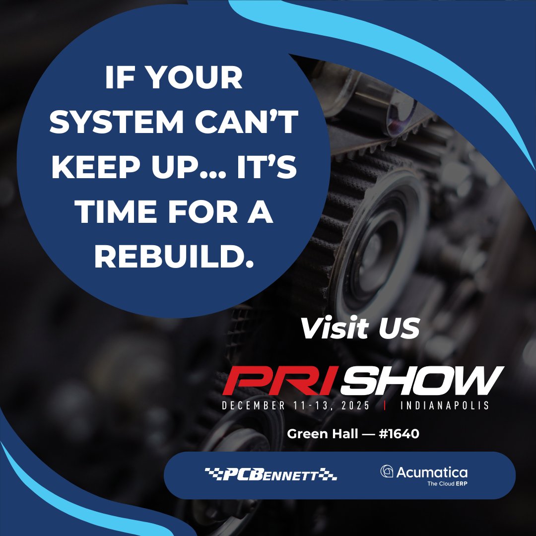 Old systems stall growth.
💥 If your system can’t keep up… it’s time for a rebuild.
Meet the PC Bennett team in Green Hall, Booth #1640 at PRI and learn how the right ERP can get your business running at peak performance.
