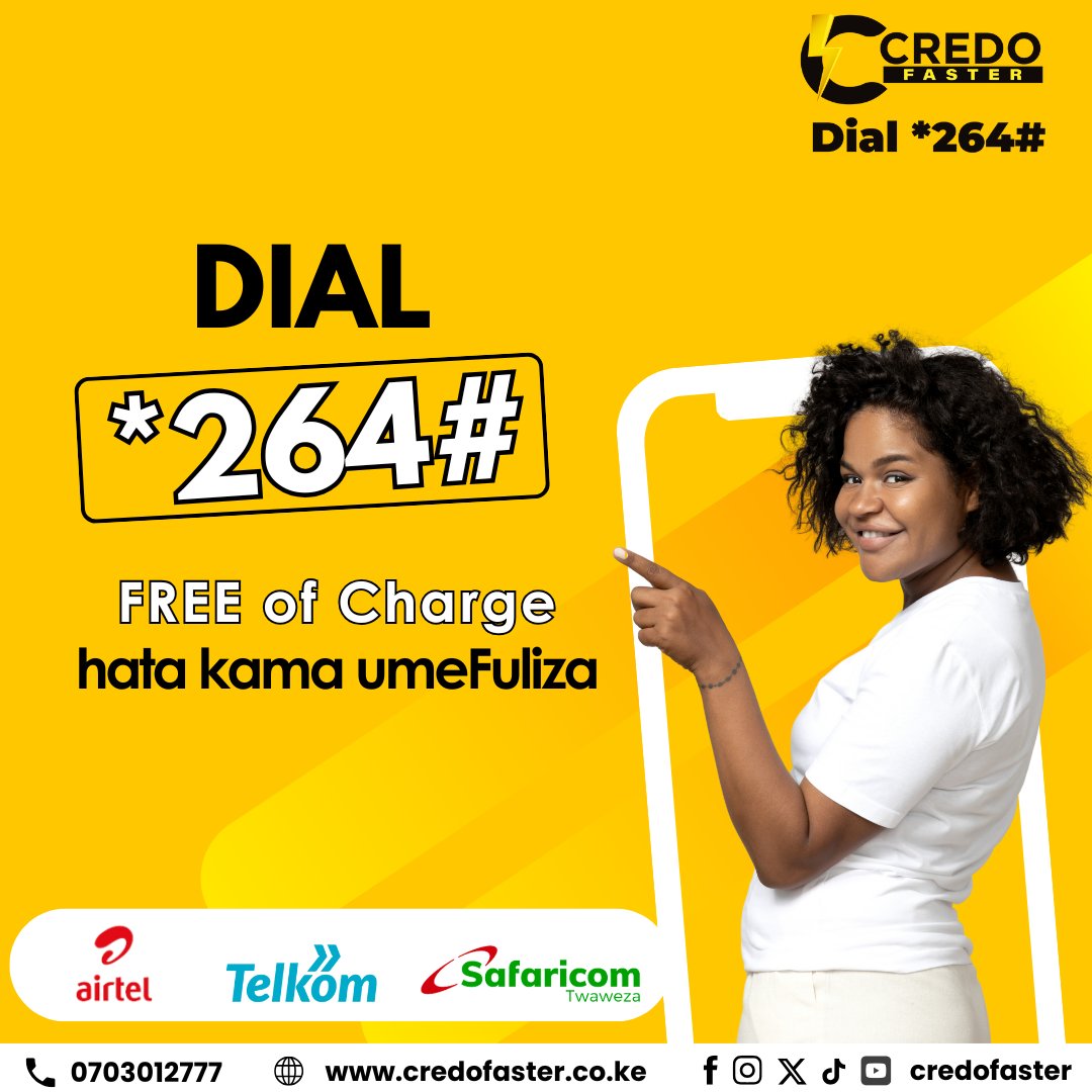 Have Fuliza? No worries!

Dial *264# to buy airtime across all networks.

⏩DM us for any inquiries. #star264hash #credofasterpromotion #credofaster #wcwchallenge