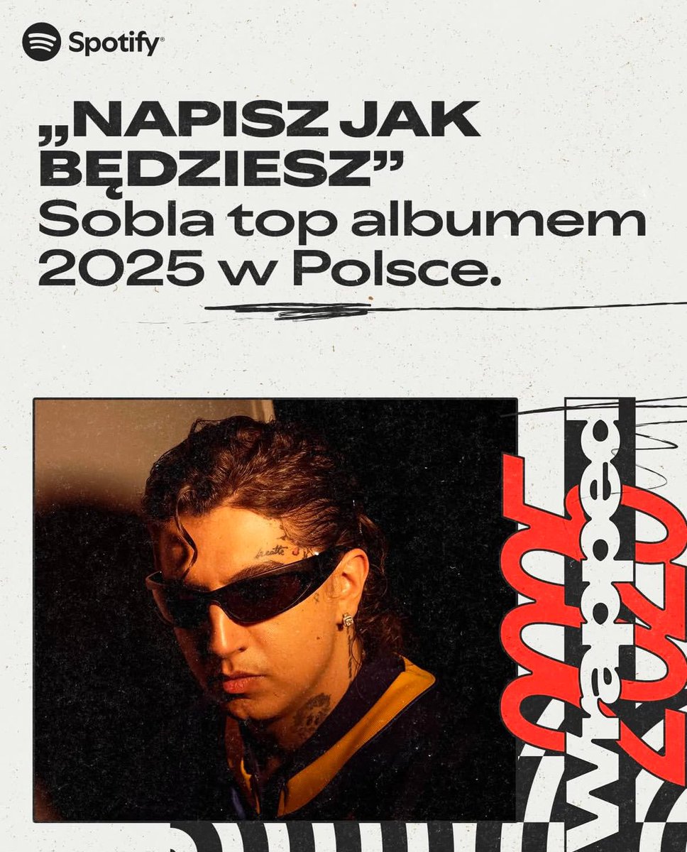 ポーランドのspotifyで2025年最も多く聴かれたアルバムは、シンガー/ラッパーのSobel『Napisz jak będziesz』💿その他のアルバムもヒップホップ作品ですね。