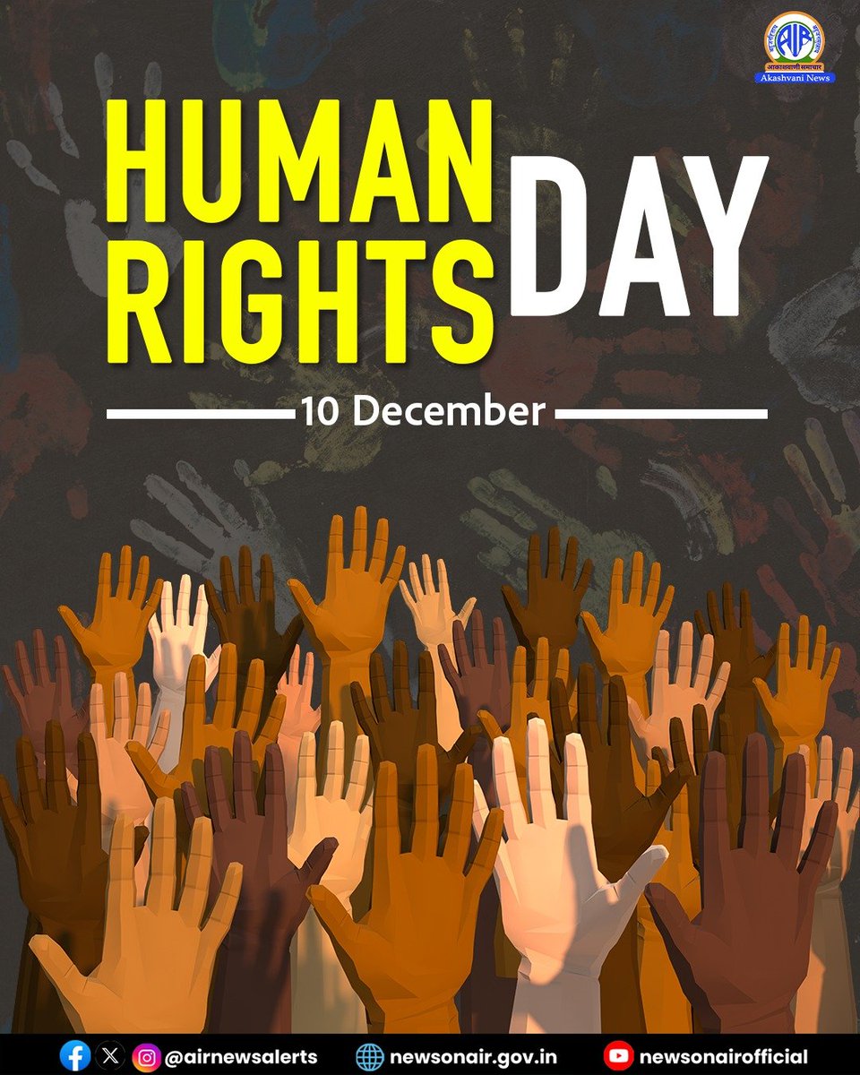 𝐓𝐨𝐝𝐚𝐲 𝐢𝐬 𝐇𝐮𝐦𝐚𝐧 𝐑𝐢𝐠𝐡𝐭𝐬 𝐃𝐚𝐲.

The theme for this year is Human Rights, Our Everyday Essentials.

It commemorates the day in 1948 the United Nations General Assembly adopted the Universal Declaration of Human Rights.

#HumanRightsDay | #StandForRights |