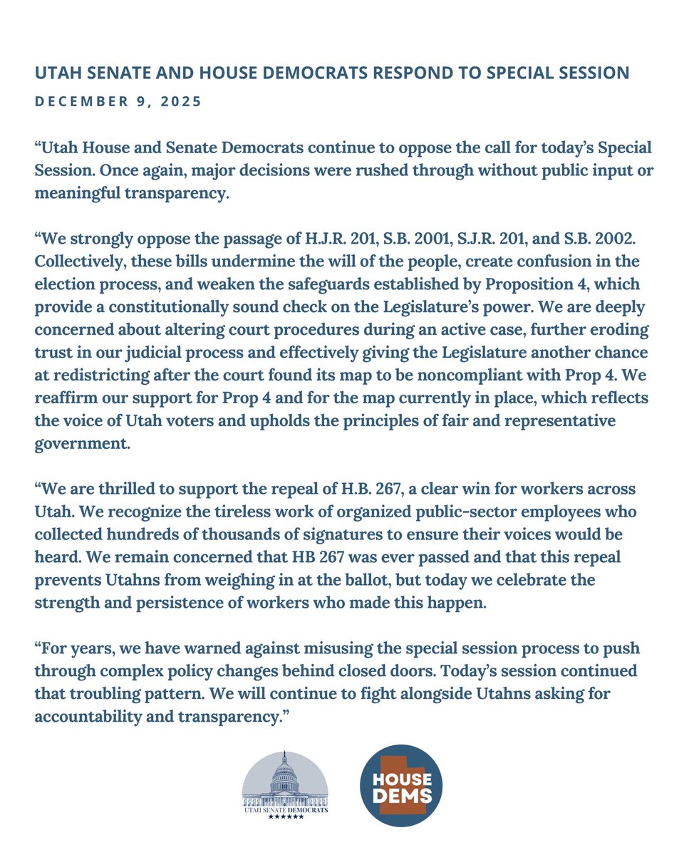 Utah Senate Democrats tweet media