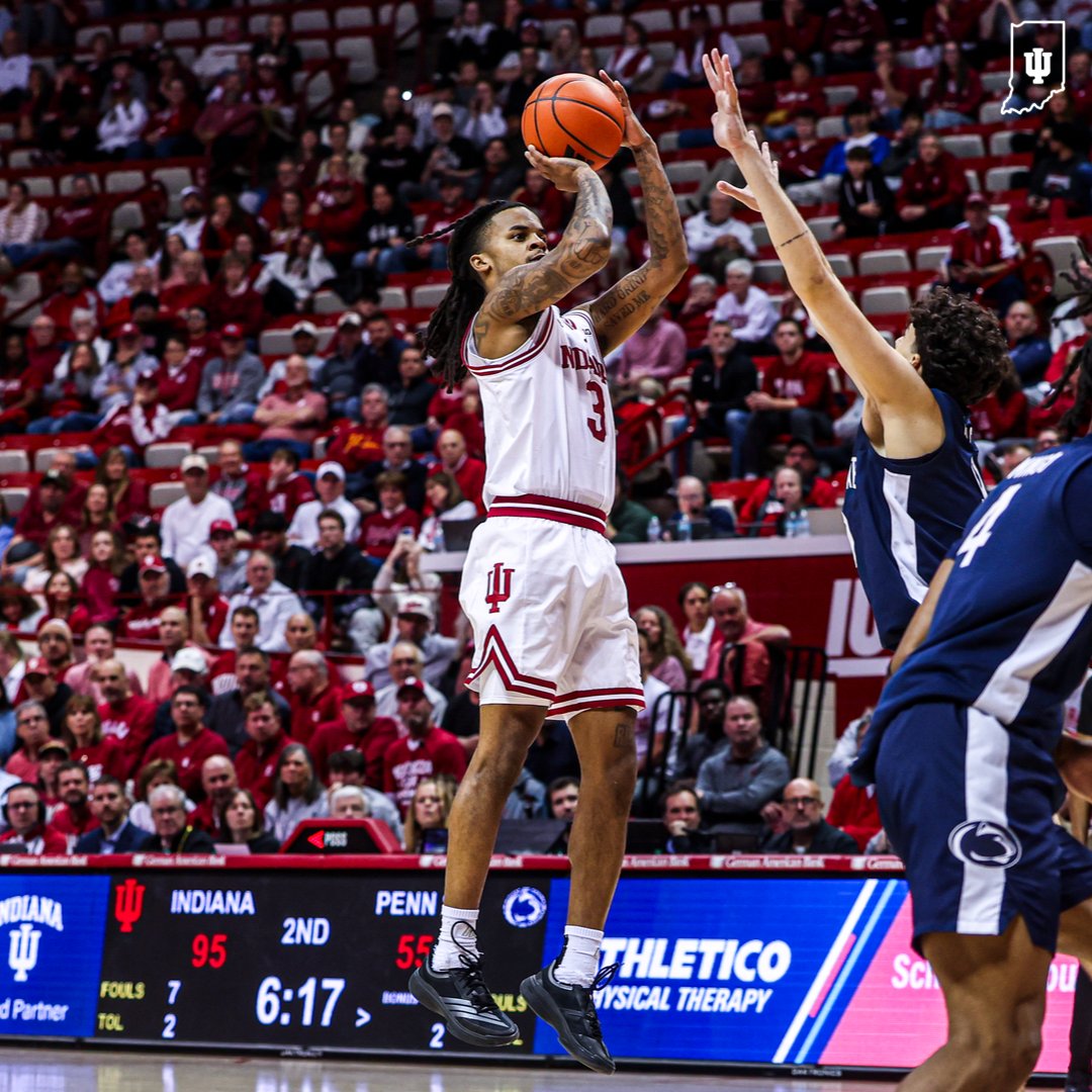 IndianaMBB's tweet image. The most made 3️⃣-point field goals in a single game in Indiana history! 👏

@kiddlamar_ | #IUBB