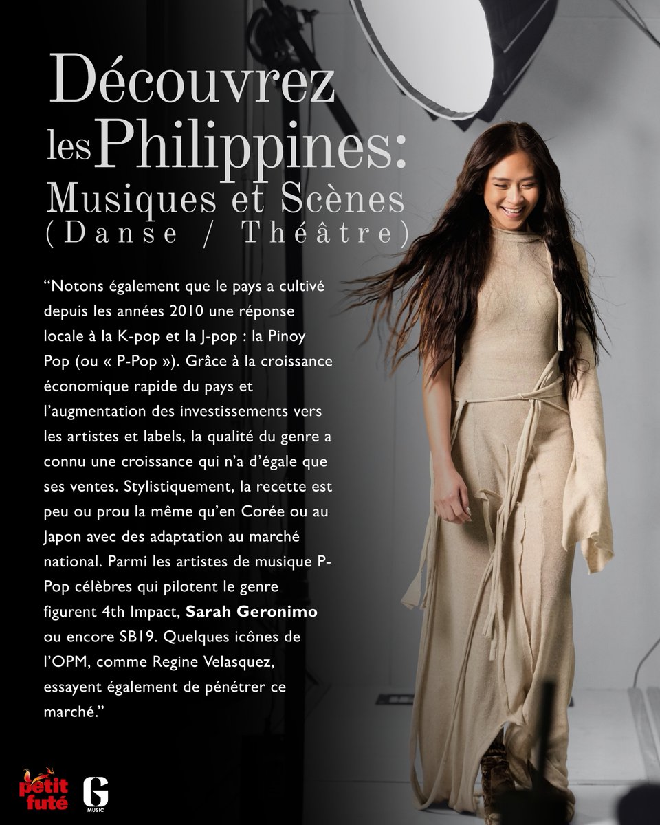 A leader that truly leads the way. ⚡

French travel guide Petit Futé has named Sarah Geronimo as one of the Philippines’ leading artists in P-Pop — a recognition that celebrates her impact, consistency, and artistry.

Read more here: petitfute.com/p166-philippin…