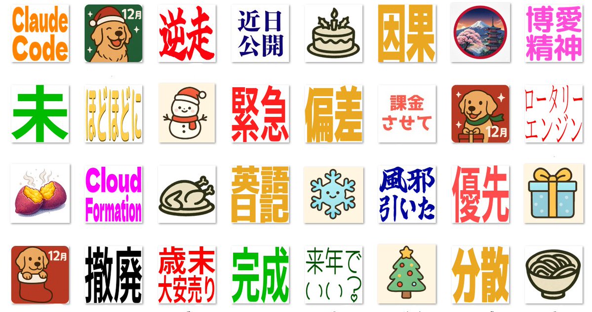 ディーメイク社員作成のSlackやMattermostで使えるカスタム絵文字。2025年12月の新作😊50個！ピタリ賞！
下記URLから無料ダウンロードできます！blog.grp.mk-dt.com/2025/12/10/sla…
仕事で使いやすいものから、季節感あふれるスタンプなど、新作が勢ぞろい！
#MKDTグループ #ディーメイク #MKDTgroup