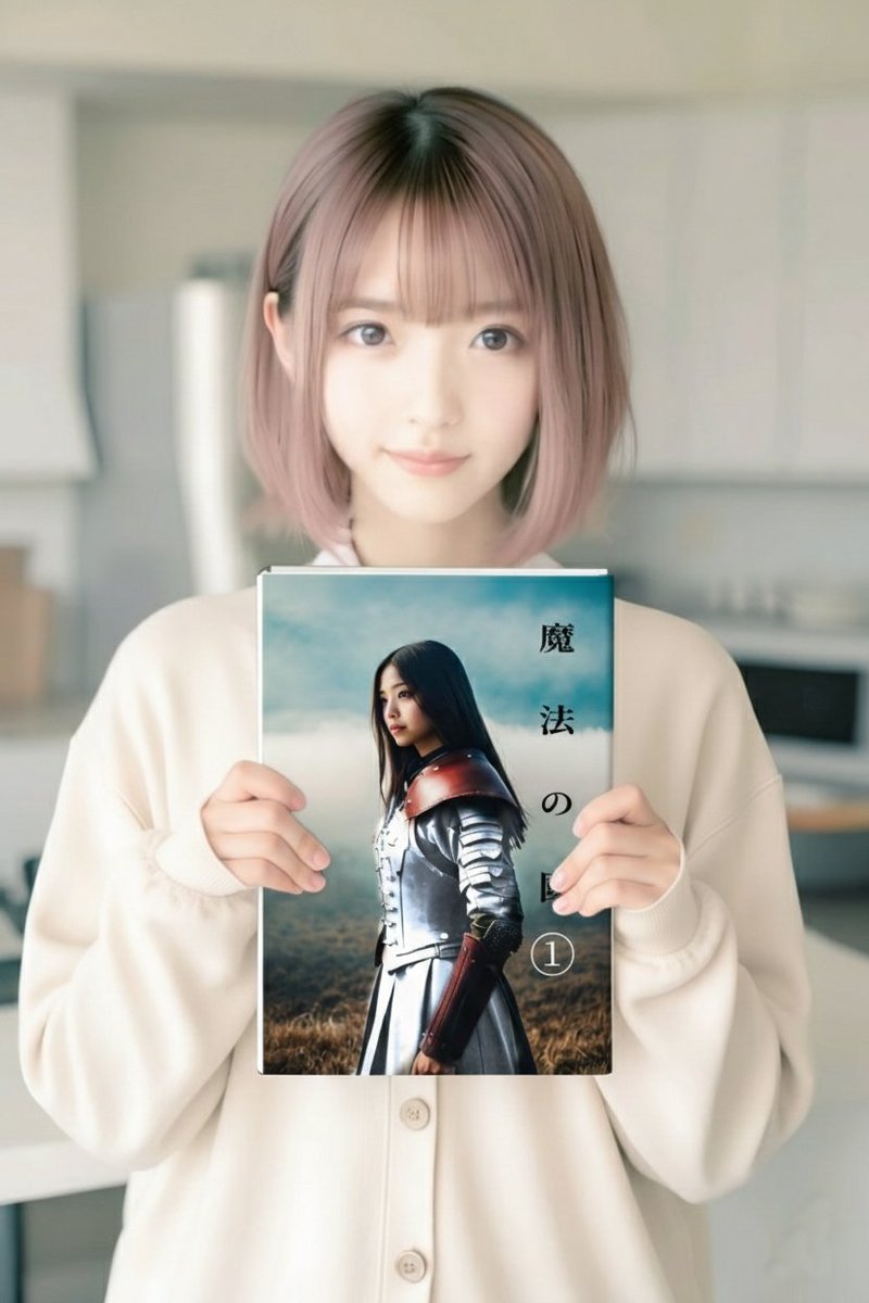 coffeeset5's tweet image. 自分の表紙の本を持っている
ポートレートを作ろうチャレンジ

①立ち姿一枚
②自分が表紙の本にする画像一枚
③ナノバナナ（Gemini）

④プロンプトはALTに
色々アレンジ　オッケー☺️

※25年10月25日動画より