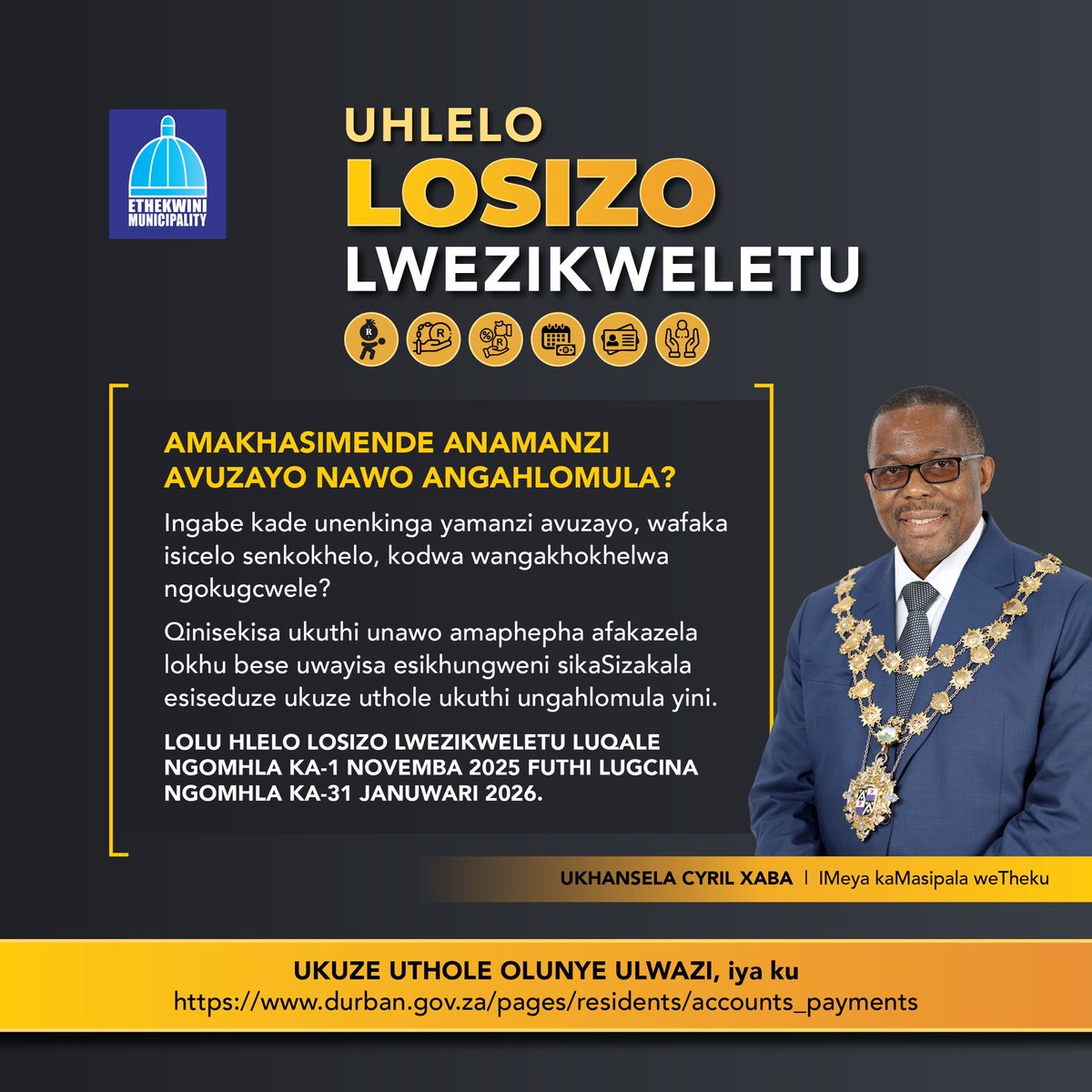 eThekwiniM's tweet photo. Special #DebtReliefProgramme https://t.co/7FjK66pvb8