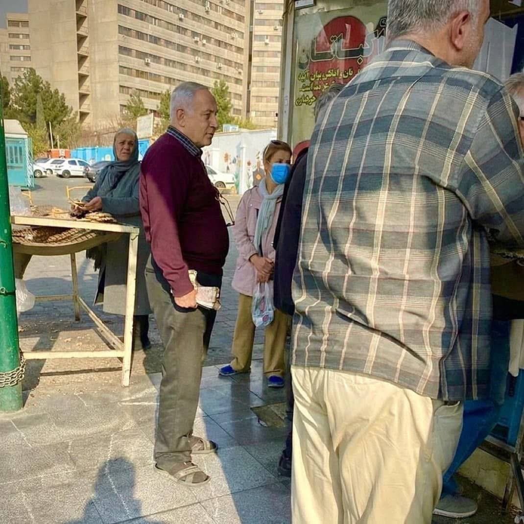 الصورة الأكثر تداولا من طهران تظهر رجلا يشبه نتنياهو وهو يقف في طابور الخبز😂