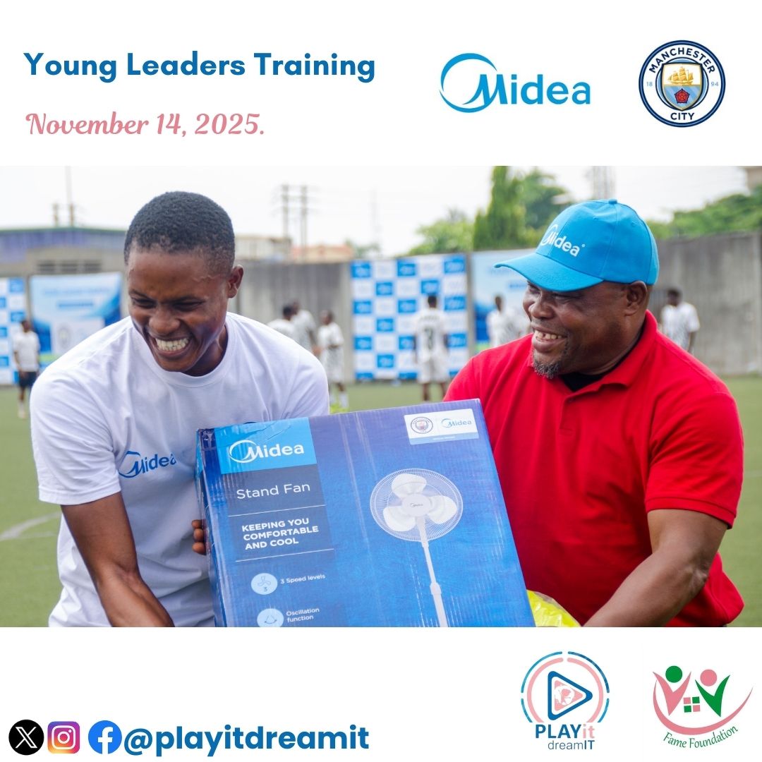 More picture highlights from our Young Leaders Training, organized in partnership with <a href="/ManCity/">Manchester City</a> and <a href="/Midea/">Midea</a> under the PLAY it DREAM it program.

#PLAYitDREAMit #FAMEFoundation #YoungLeaders #ManchesterCity #Midea #FootballForChange #YouthDevelopment #CommunityImpact