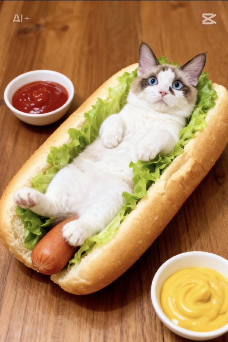 みんにゃ〜😻😻
こんばんにゃ〜💕💕
大好きなお友達の賢蔵くんママに僕を格好いい王子様と🩷美味しそうなホットドッグに変身してもらっちゃったにゃよ〜🌭😋💕💕
嬉しすぎるにゃよ〜😍😍💓💓