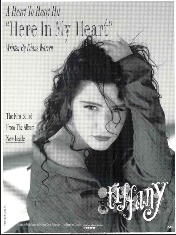 myfizzypop's tweet photo. 35th anniversary of #Tiffany's #HereInMyHeart - her 2nd single from #NewInside was released #onthisdayinpop in 1990. Great @Diane_Warren penned ballad which garnered adult contemporary radio play in the USA in early 1991. At least this single got a vid too
https://t.co/XLdlVmsR9d https://t.co/j992CitIZM