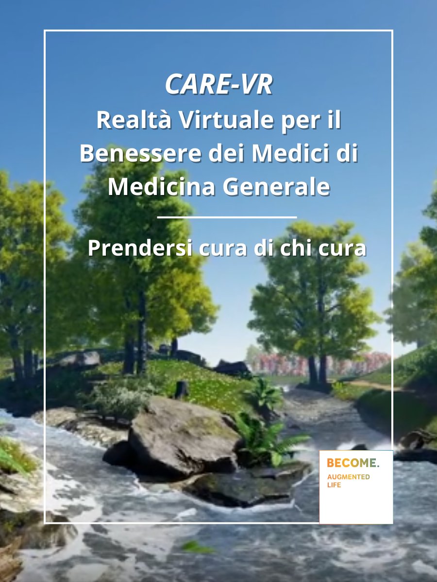 BecomeHub's tweet image. Come può la #RealtàVirtuale sostenere la flessibilità psicologica nei Medici di Medicina Generale? Il progetto CARE-VR, PRIN 2022 @Unicatt , usa un protocollo ACT e lo scenario immersivo “Il fiume e la foglia” di Become per supportare chi lavora nella cura primaria.🌿
