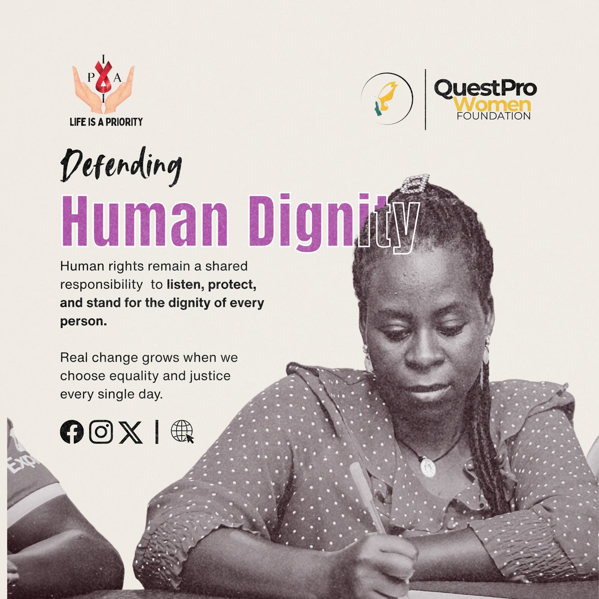 ipai256's tweet image. Human rights are not requests they are guarantees of safety, equality, and respect.
When we speak up for one another, we protect the dignity every person deserves. ✊🏾
#HumanRights #DignityForAll #StandTogether