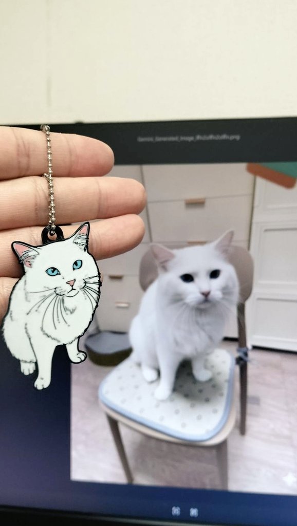 実家のネコをキーホルダーにしちゃいました✨️
