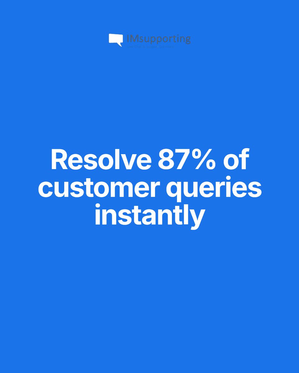 imsupporting's tweet photo. Instant AI responses are essential for customer satisfaction. Our AI resolves 87% of queries instantly, speeding up response times by 260%. Faster replies mean higher conversions and stronger brand trust. #livechat #hybrichat #HybridLiveChat https://t.co/El39EyGkJn