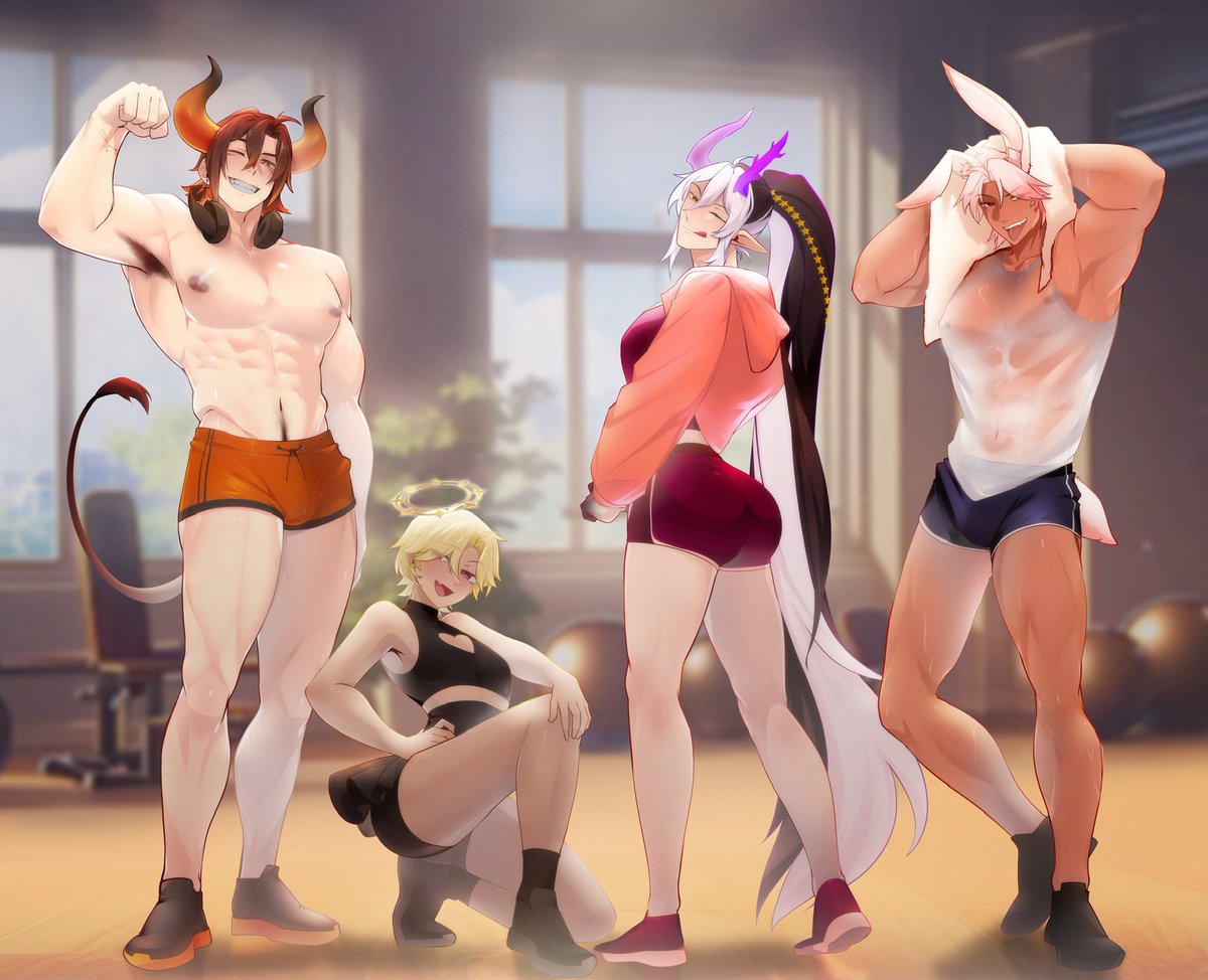 BenjibunVT's tweet photo. “Who’s up for another workout?”😏💪🏽  @Gayven_VT @angelfortunavt @Scarlet_Moonvt 

#Artkijo #artofFortuna #Bundraws 

🎨: @jonottoday https://t.co/uiRwO6uFEB
