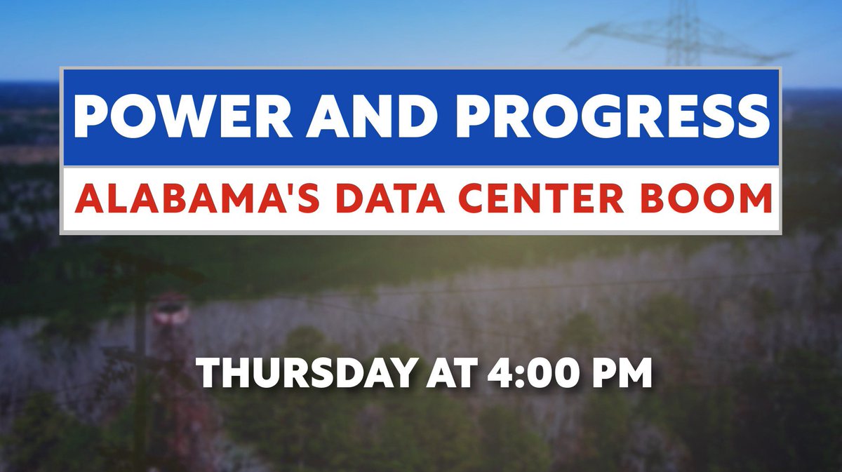 Across Alabama, a new kind of industry is taking root: massive data centers.

Join <a href="/sarah3340/">Sarah Snyder</a> and I on Thursday at 4pm for our town hall special on <a href="/abc3340/">ABC 33/40 News</a> as we take viewers inside the controversy and examine the questions shaping Alabama’s future.