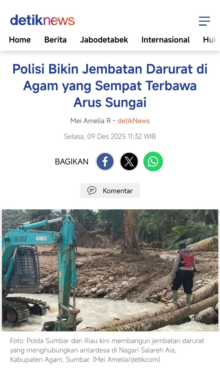 akses yang terputus akan menyulitkan distribusi bantuan makanya polisi bikin jembatan darurat demi Bersama Kembali Membaik
#BantuPemulihanSumatera