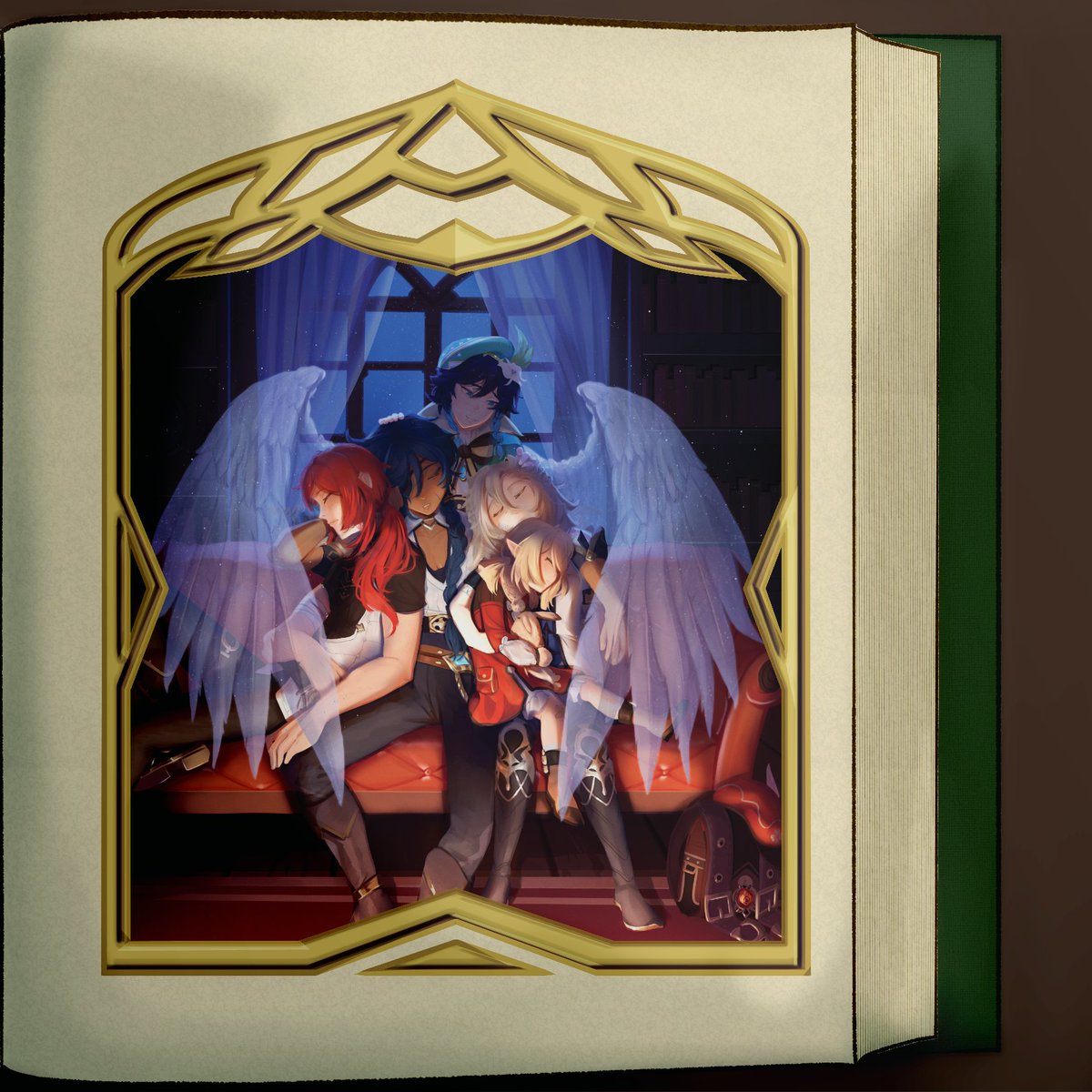 A gentle chapter unfurled
Welcoming Meladi to the Alhaitham Birthday MAP!

<a href="/Meladi_artz/">Meladi Hearts</a> 

Her art glows with a quiet warmth, offering a soft, comforting pause in the story.