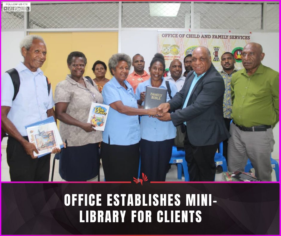 tvwanonline's tweet photo. #Lifestyle The National Office for Child and Family Services (NOCFS) will now have a dedicated mini library for its clients and staff to use.

Read more: https://t.co/oE8cgccdk1

#NOCFS #NewLibrary #ChildAndFamilyServices #PapuaNewGuinea #TVWANNews https://t.co/EksfT7N3oA