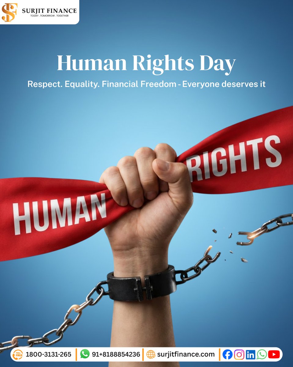 surjitfinance's tweet photo. On Human Rights Day, we stand for respect, equality, and financial freedom for every individual.
At Surjit Finance, we believe that dignity and opportunity are rights—not privileges.

#HumanRightsDay #EqualityForAll #DignityAndRights #FinancialFreedom #StandForHumanRights https://t.co/VoiPwE2CAb