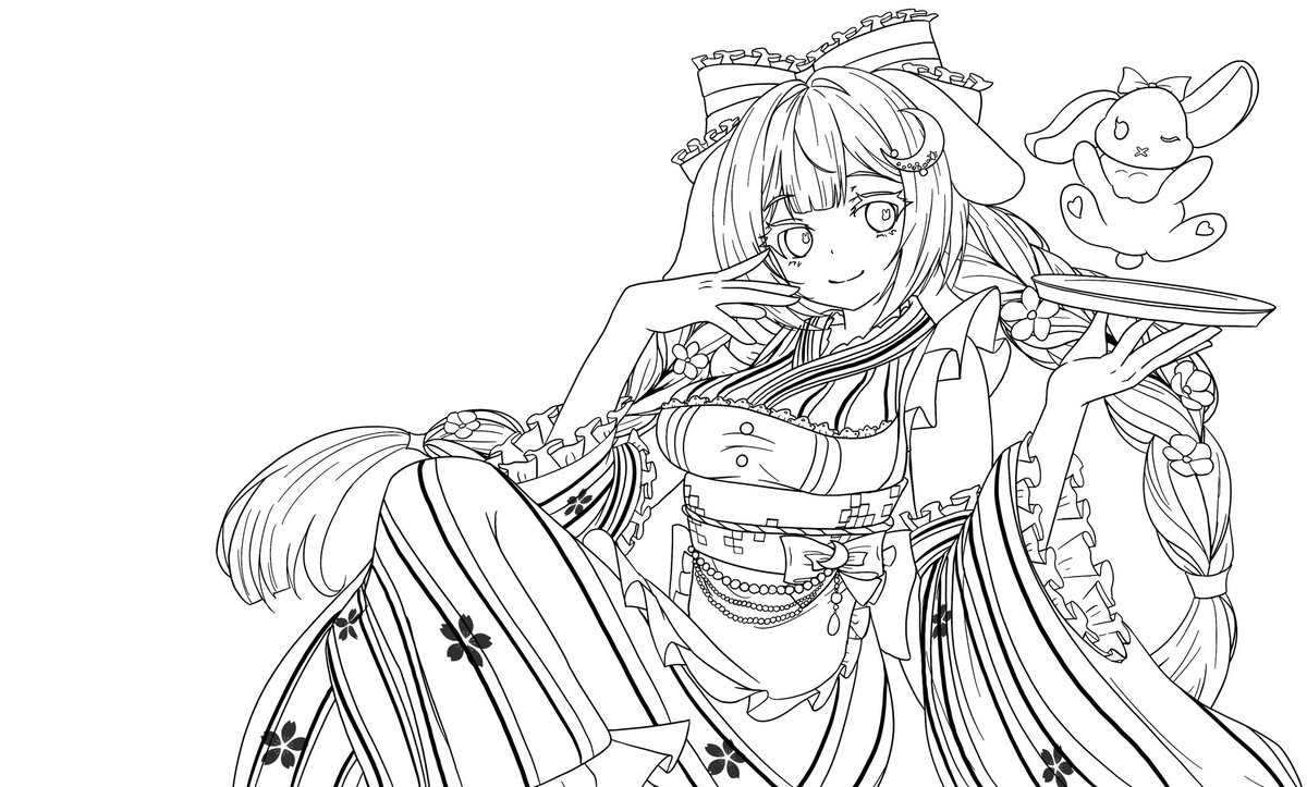 haju イラストオーダー 2点 ラフ案 ラフ、線画、シャドウ、仕上げはこんな感じ