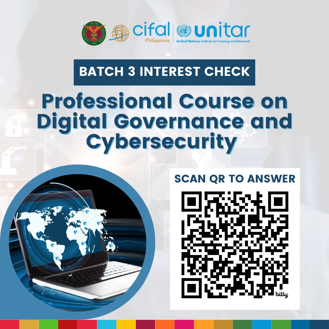 📷 INTEREST CHECK
UP-CIFAL Philippines will be offering the online Professional Course on Digital Governance and Cybersecurity (PCDGC) this 2026. 

Help us learn more about you and your learning needs by answering this short survey:
bit.ly/2026PCDGC_Inte…