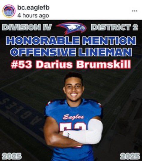 DBrumskill's tweet image. Thank you for 1st Team All-District Defense Lineman, and Honorable Mention Offensive Lineman!!! 🔥🏈🦅🙏💪
@AF_FBRecruiting @AF_Football @brazos_football @TXPSMedia @CoachTCalhoun @af_academy @tapps247 @ExpoRecruits @TXPrivateFBGuy @TP_recruiting @roadskillz13
