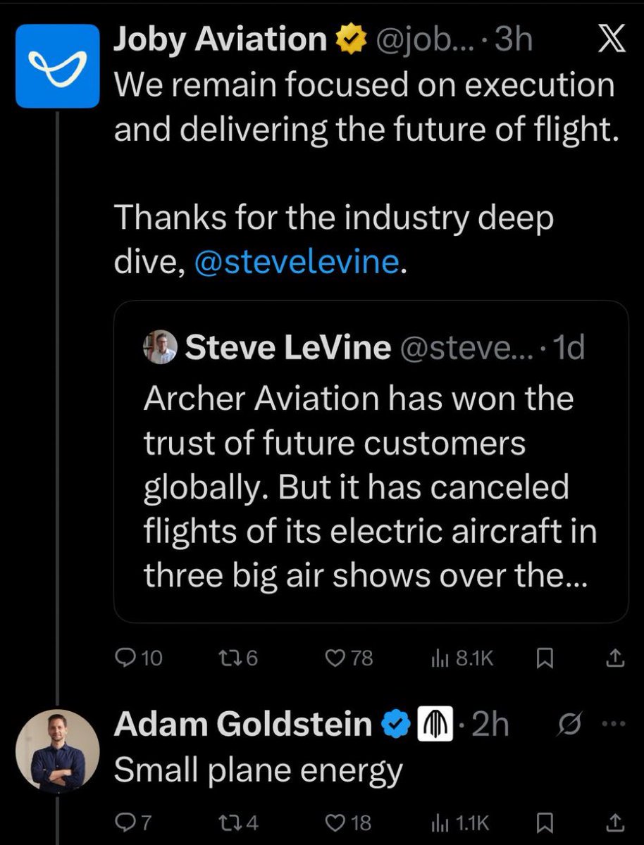 I own both $JOBY and $ACHR and hope they both do well.  However these are early days in the era of the “flying car”.  Ripe for disruption with a cleaner form factor.  Autonomous is a given.  Maybe smaller is better also to mirror the Cybercab.