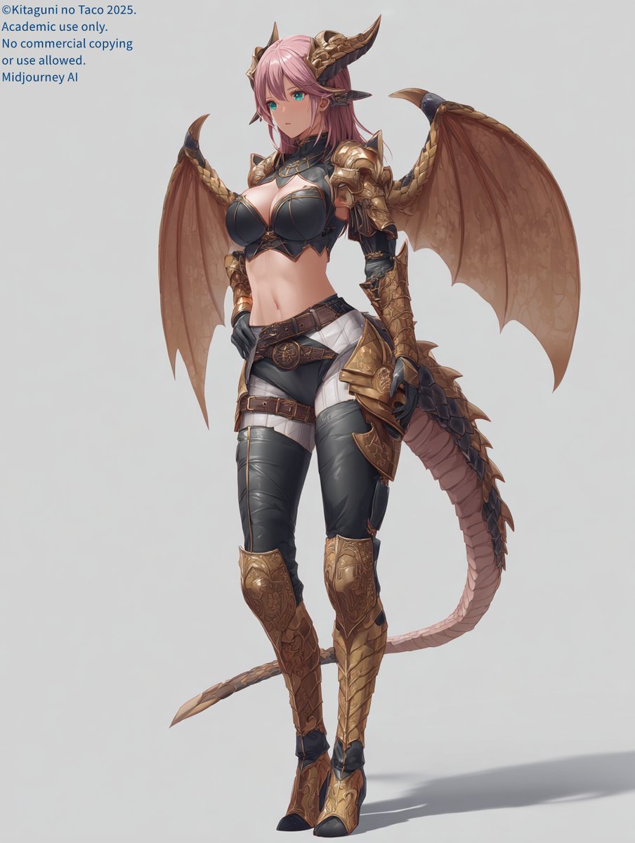 クリスタルドラゴン娘 #ドラゴンガール ＃Midjourney7 8K High