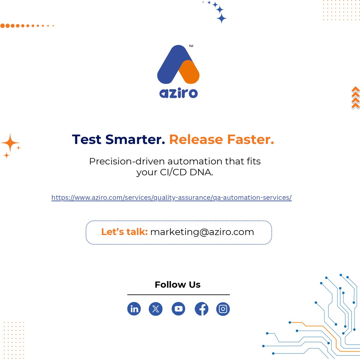 AziroTech's tweet photo. With Aziro’s QA Automation services, engineering teams eliminate manual bottlenecks and test at the speed of their CI/CD pipelines.

Explore more: https://t.co/X6K2guhrnF

#QAAutomation #SDET #CICD #DevOps #Aziro #DigitalEngineering #InfraUnlocked #AziroTech https://t.co/ZgRYNtDMVN