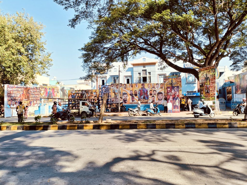 Gayatri is preparing for tomorrow 🥵 

Still 15 - 20 banners are in queue 🫡

Boss fans are ready to place on the opposite bus stop 😅

<a href="/dasadarshan/">Darshan Thoogudeepa</a> Mysore King 👑

Road will block tomorrow 💥💥💥 
#DBoss #TheDevil
