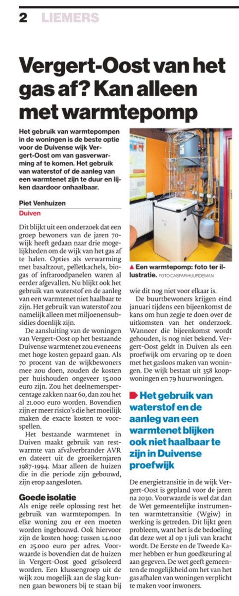 Onderzoek bewoners: Vergert-Oost van het gas af? Kan alleen met warmtepomp👇
(Via DG)
