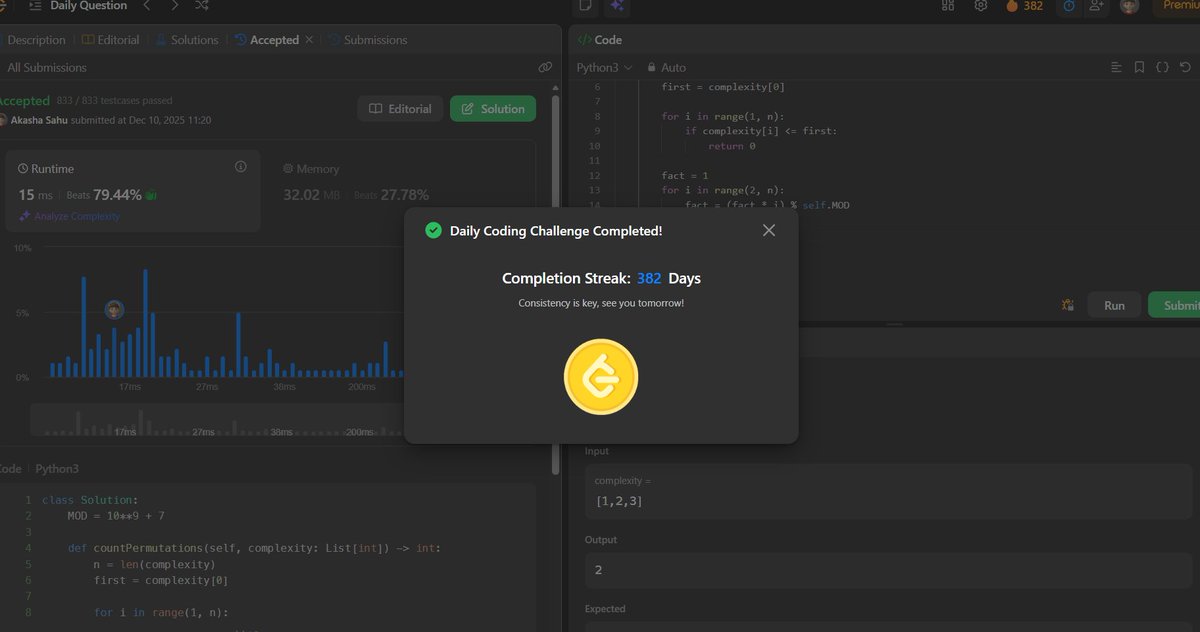 akashasahu07's tweet image. Day - 382
LeetCode daily challenge completed. Steady progress forward. 💻📈
#LeetCode #LeetCodeDaily #CodingPractice