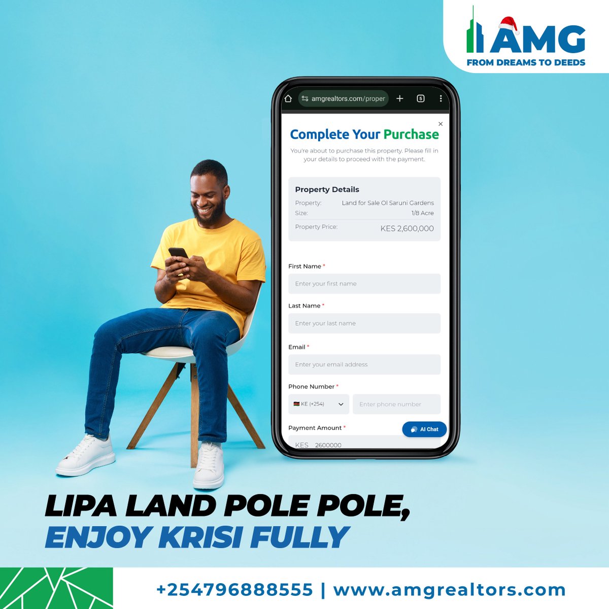 Plans za Krisi zisi-pause plans zako za ku-invest. 

Purchase your dream land in installments and still enjoy the season stress-free. Let us help you start 2026 as a landowner. 
Call/WhatsApp: +254 796 888 555 

#NoStoriesJustTitles #AMGRealtors #13yearsofturningdreamstodeeds