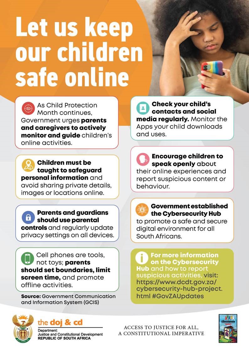 DOJCD_ZA's tweet image. Let's keep our children safe online.
#AccessToJusticeForAll