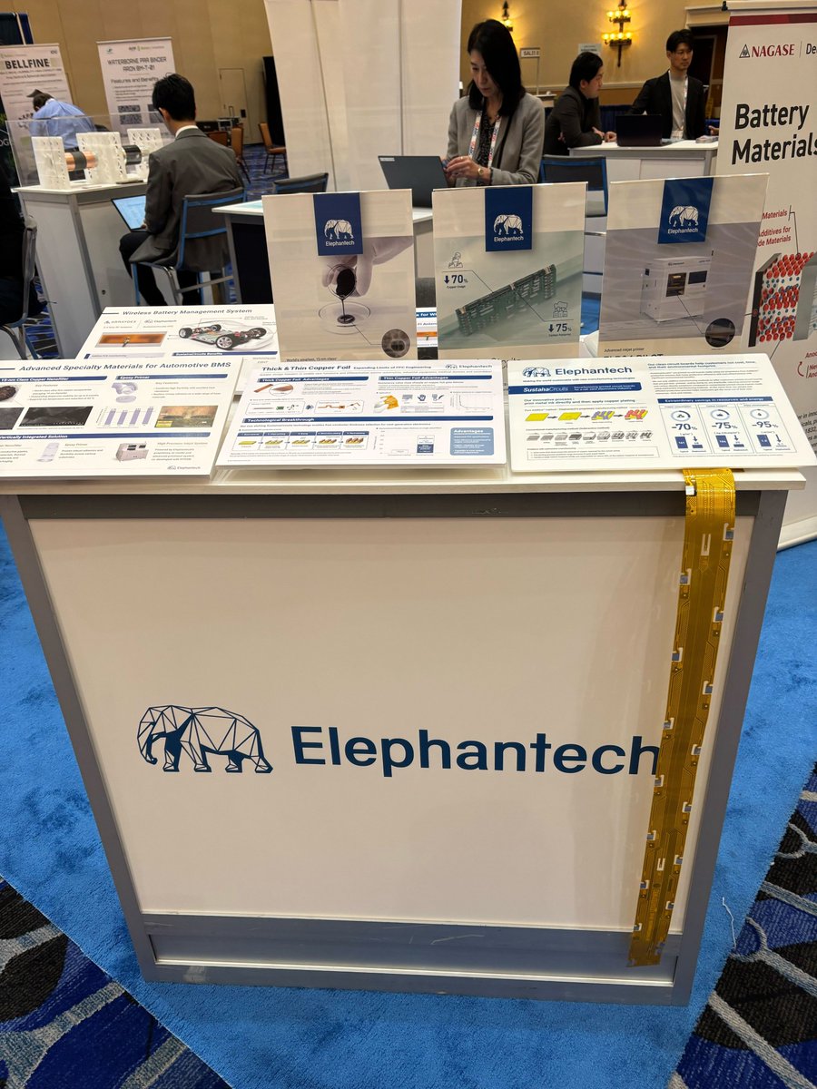 elephantech_jp's tweet image. Advanced Automotive Battery Conference 20252025 (AABC 2025) で展示中！ ブース番号：521にて皆様をお待ちしております！  
展示会情報：elephantech.com/news/aabc20251… 

#AABC2025 #BatteryTechnology #BMS #FPC #FlexibleElectronics #Elephantech