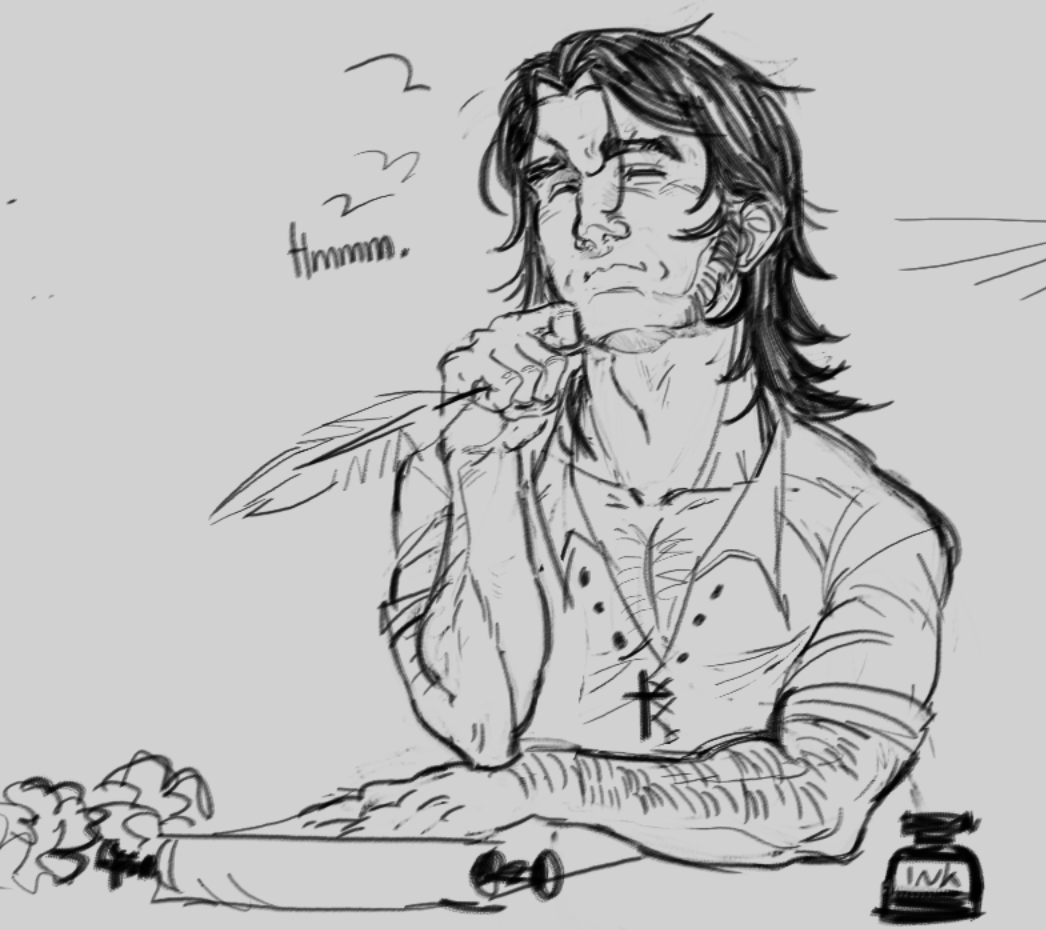 ITS ASS but idc

priest haunted hotel uhhh i think he likes to write sermons at night