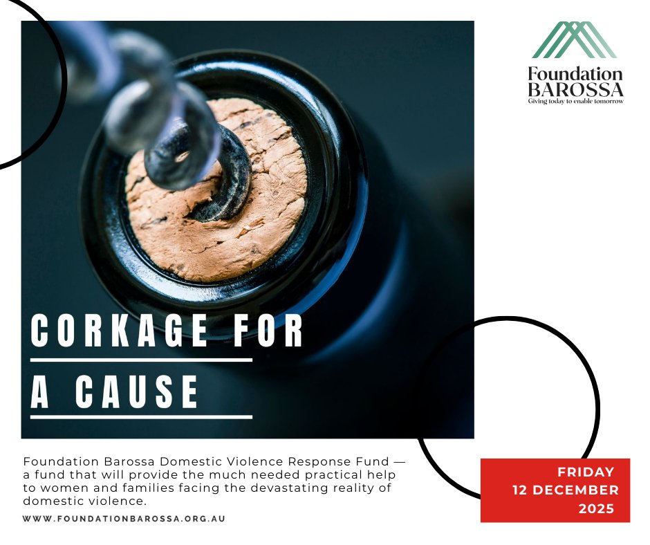 This Friday in support of Foundation Barossa we are donating our tasting fees to Corkage for a Cause.

This annual Christmas appeal raises money to support the Domestic Violence Response Fund - it provides local families the hope of safety, support and someone to turn to.