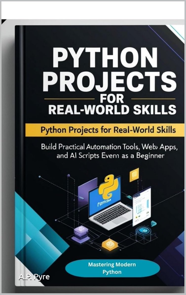 Python_Dv's tweet image. FREE  Kindle !

Python Projects for Real-World Skills: Build Practical Automation Tools, Web Apps, APIs, and AI Scripts Even as a Beginner amzn.to/3KNx4eW