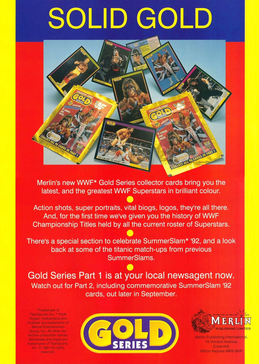 WWFWrestling1's tweet photo. 🪙 Go for gold with Merlin's WWF Gold Series collector cards! 🧙🏼 #WWF #WWE #SummerSlam92 https://t.co/Zd7W6WxbVL