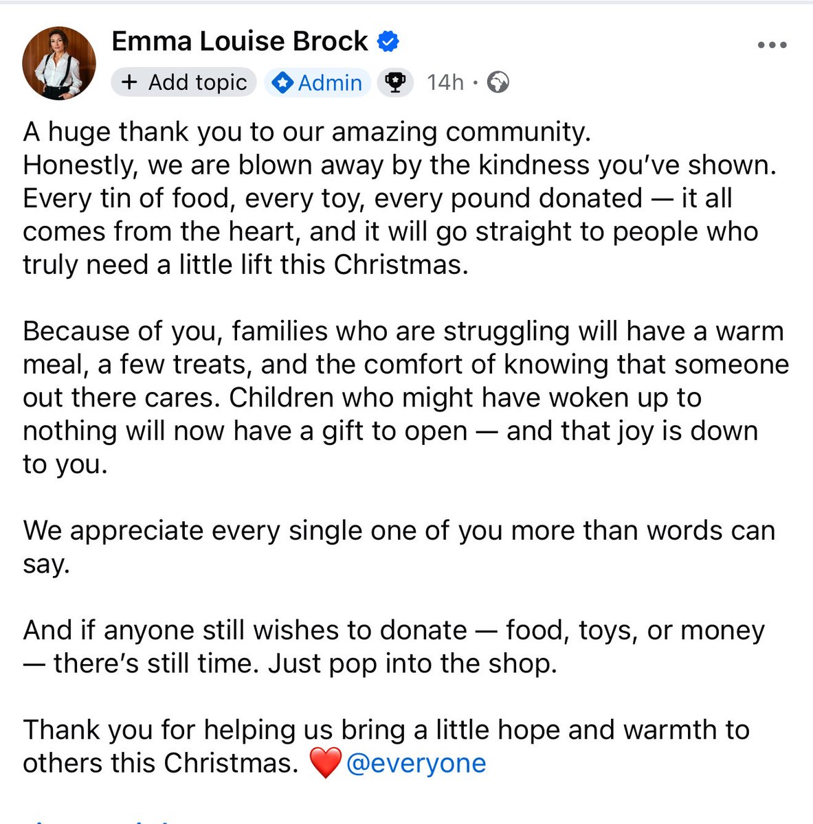 You would like to say a huge thank you. And there’s still time to donate food, toys , money. #CommunitySupport <a href="/YourLocalPaper/">Your Local Paper</a> <a href="/BBCNorfolk/">BBC Norfolk</a>