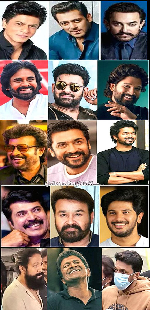 VikramPraj39672's tweet photo. BIGGEST TRIO ACTOR FROM DIFFERENT INDUSTRIES in Indian Cinema 🇮🇳

1. BOLLYWOOD: #SRK #Salman #Amir

2.Tollywood :#PK #Prabhas‌ #AlluArjun 

3 Kollywood: #Vijay #Rajni #surya

4.Mollywood : #Mohanlal #Mammuty #Dulquar 

5.Sandalwood : #Yash #KicchaSudeep #Punit https://t.co/tZRs2n693L