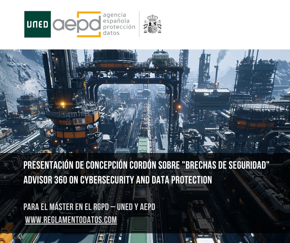 PRESENTACIÓN DE CONCEPCIÓN CORDÓN SOBRE "BRECHAS DE SEGURIDAD": masterbigdataonline.com/video/presenta…
Máster en el RGPD – UNED en convenio con <a href="/AEPD_es/">Agencia Española de Protección de Datos</a>. Matrícula: reglamentodatos.com
<a href="/FundacionUNED/">Fundación UNED</a> <a href="/KonchiCordon/">Concepción Cordón Fuentes</a>   #ProteccionDeDatos #EvaluacionDeImpacto #Ciberseguridad #RiesgoDigital