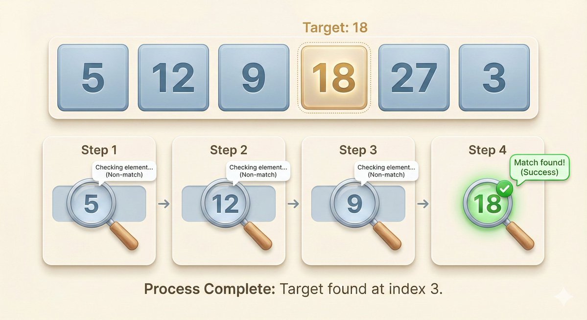 yoursTrulyAru's tweet image. Linear Search made simple! 🔍
Step-by-step, one element at a time — until the target is found.
Perfect for Python &amp;amp; DSA beginners.
#DataStructures #Algorithms #ComputerScience #TechEducation #CodeWithMe